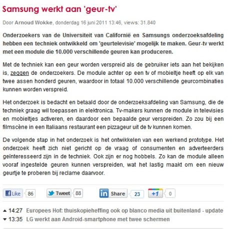 Samsung GeurTV artikel