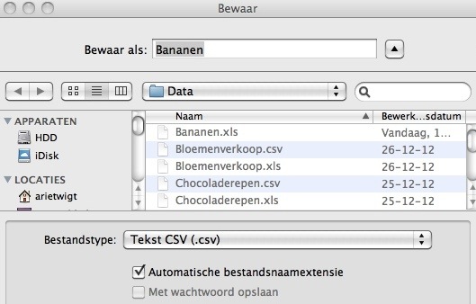Bestand opslaan als CSV (.csv)