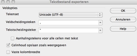 Scheidingsteken CSV-bestand selecteren.