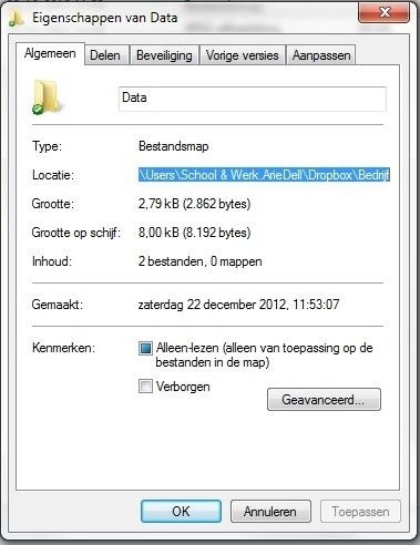 Locatie Working Directory R.