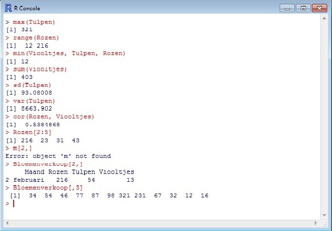 Overige statistische functies R.