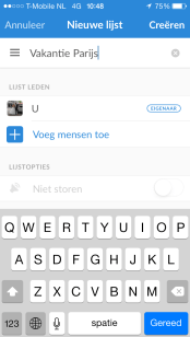 Nieuwe lijst maken wunderlist