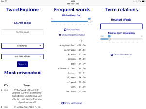 TweetExplorer search frequency list