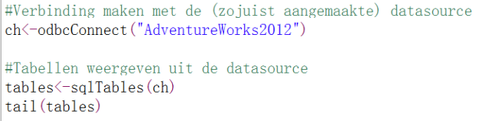 Connectie datasource en tabellen R