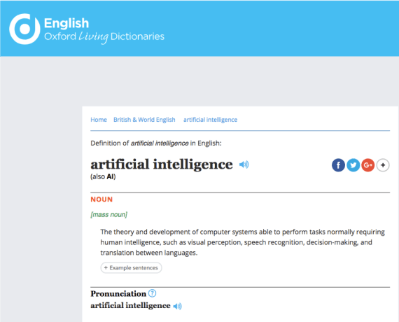 definitie kunstmatige intelligentie oxfort